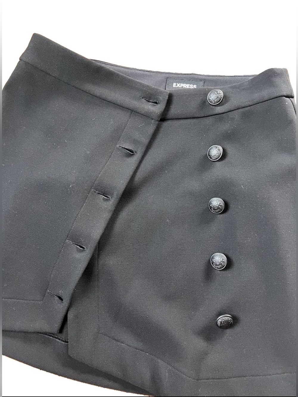 Express Black Wrap Buttoned Mini Skirt - Picture 5 of 7